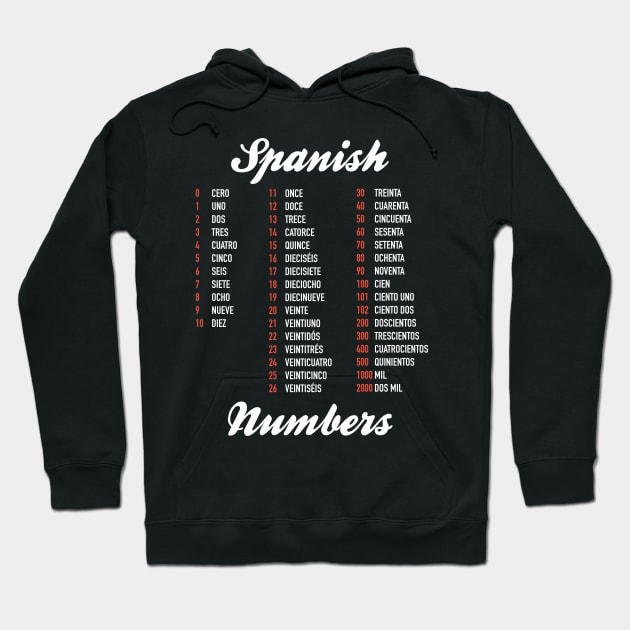 Spanish Numbers Hoodie by Hidden Verb